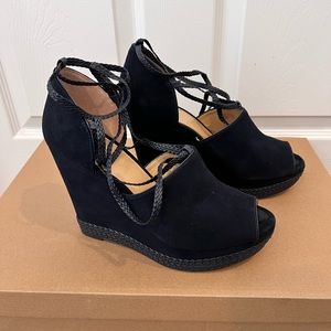 Authentic Michael Kors Lace-up Wedge - Navy Blue